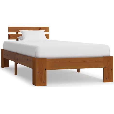 vidaXL Estructura de cama madera maciza pino marrón miel 100x200 cm (1/5)