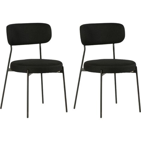 Lot de 2 chaises métal et tissu nid d'abeille noir Casita ALTO