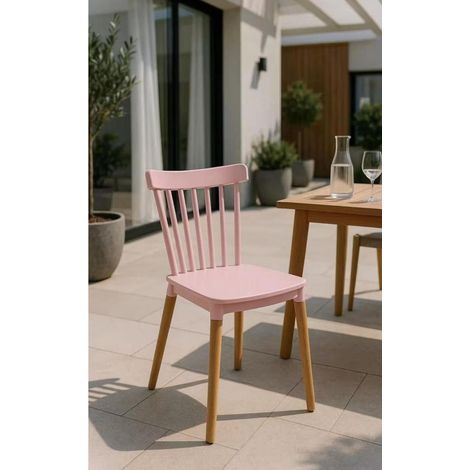 ORION91oficial® - Silla ALCIONE Rosa Asiento Polipropileno y Patas Haya (83x48x52,5 cm) Estilo Escandinavo, Comedor, Hostelería, Oficina, Salón, Teletrabajo, Cocina - spaziOrion91 (1/5)
