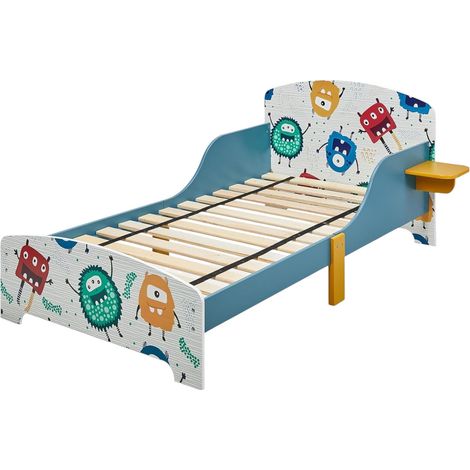 Letto GINGER HOME MONSTER per Bambini 140×70 cm, in Legno con Sponde Anticaduta, 18+ Mesi (1/5)