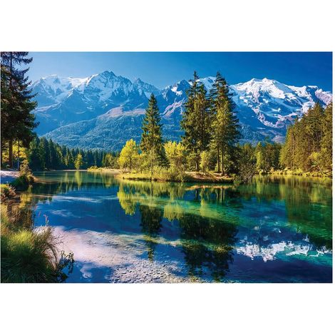Papier peint mural montagnes paysage nature lac intissé grand format design intérieur salon chambre pas cher 400x280 cm