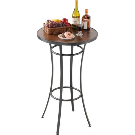 Table de Bar Ronde, 60x101 cm, Table de Bistrot Haute Extérieur, avec Plateau, Structure Métal Robuste, Mobilier de Jardin pour Patio, Terrasse, Petits Espaces Intérieur, Cuisine, Salle à Manger (1/5)