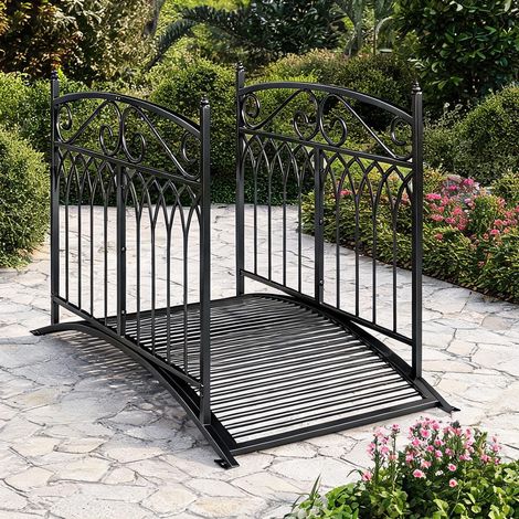 Pont de jardin en métal avec rampes de sécurité 91 cm Noir (1/5)