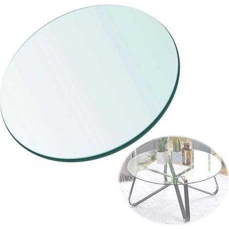 600 mm runde Tischplatte aus gehärtetem Glas (1/4)