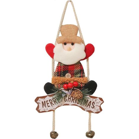 AURA Christbaumschmuck Niedlicher Weihnachtsmann-Hängeanhänger Türschild „Merry Christmas“, für festlichen Weihnachtsbaum, (A) (1/5)
