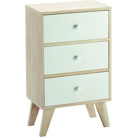 Mobiletto soggiorno, ufficio, 3 cassetti in legno paulownia 40x25x66,5H Slome