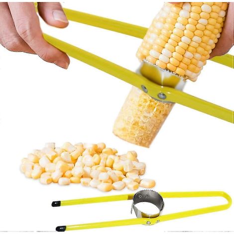 Éplucheur à maïs avec support, outil magique pour éplucher les épis de maïs, facile à utiliser et à nettoyer (jaune) (1/5)