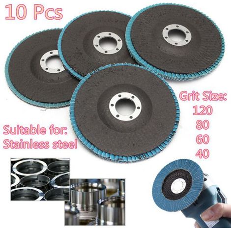 10PCS Disques Abrasifs 125mm 60 Grain Granulométrie Disque à Lamelle Ponçage Polissage Meule Outil Meuleuse (1/4)