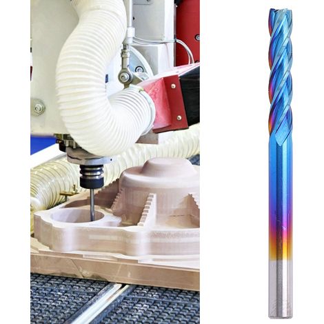 Fraise à bout plat à 4 dents, acier au tungstène, fraise CNC à revêtement bleu, 3,1753,17515 mm. (1/5)