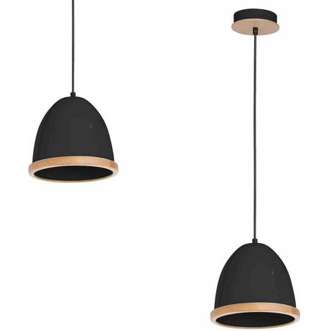 Suspension Milagro Studio noire bois E27 Ø21cm 1x60W (1/5)
