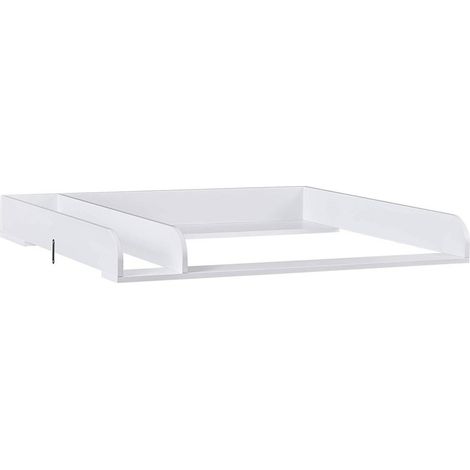 WOLTU Wickelaufsatz Wickelauflage aus Holz, Wickeltischaufsatz mit Trennfach Tiefe 48 cm, Wickeltisch für Kommode Babybett, Weiß