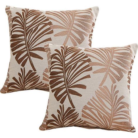 Housse de coussin de canapé, housse de coussin à motif feuilles, housse de coussin en matière confortable - Couleur café (1/5)
