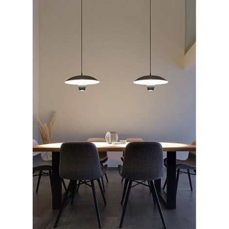 TrAdE Shop Traesio - Lampadario Led A Sospensione Moderno 11w 880lm Bianco Nero Luce Calda Ip20 Lp-64 - Nero (1/4)