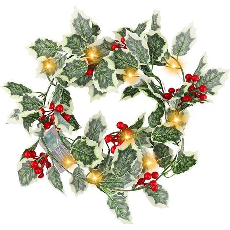 Noël Guirlande Lumineuse 2M 20LED Red Berry Guirlande De Noël Guirlande Lumineuse Avec Télécommande Pour Noël Intérieur En Plein Air Vacances Nouvel An Fête Maison Chambre Mur Jardin (1/4)