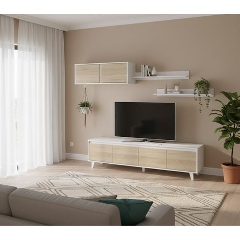Parete Attrezzata - 6 Ripiani 7 Vani, Bianco, -, 200x41x50h cm LaPaz