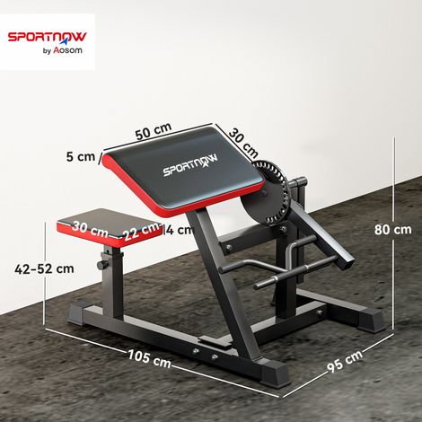 Banc de musculation pour biceps avec siège et accoudoirs réglables, support pour poids, noir (1/5)