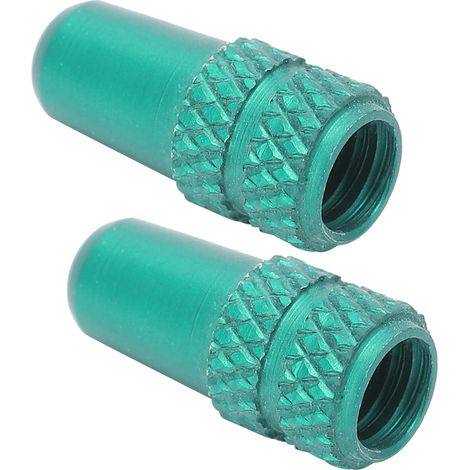 Set mit 2 Presta-Ventilkappen aus Aluminiumlegierung für Fahrradreifen (grün). (1/5)
