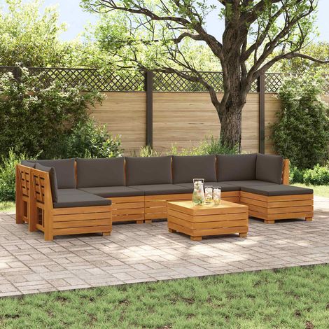 vidaXL Ensemble de canapés d'extérieur avec coussin 8 Pièce Marron