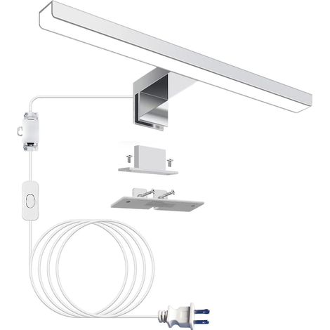 Luminaire LED miroir de salle de bain 30cm, lampe murale moderne avec prise, éclairage de chevet pour chambre, applique décorative plug-in, blanc chaud, 1 pièce (1/5)