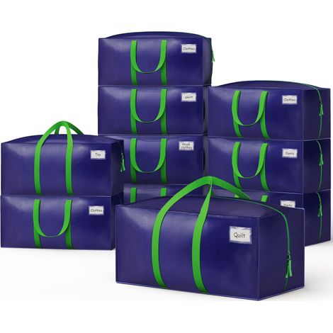 Vounot – Lot de 10 sacs de déménagement 88L – Dimensions 74x36x33cm – Poignées renforcées et bretelles – Polyéthylène 190 g/m² – Imperméables