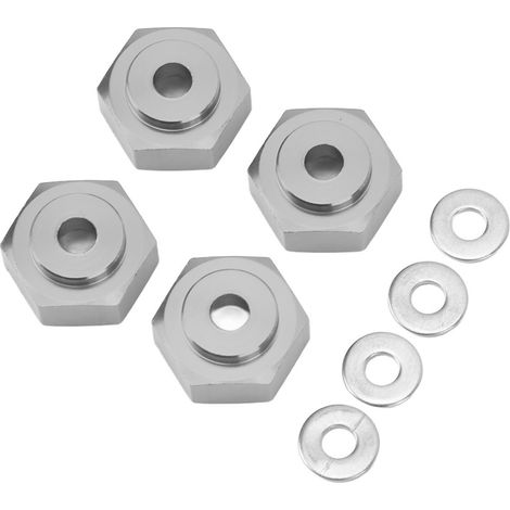 Lot de 4 coupleurs hexagonaux professionnels en alliage d'aluminium pour roues RC 1/10, gris titane. (1/5)