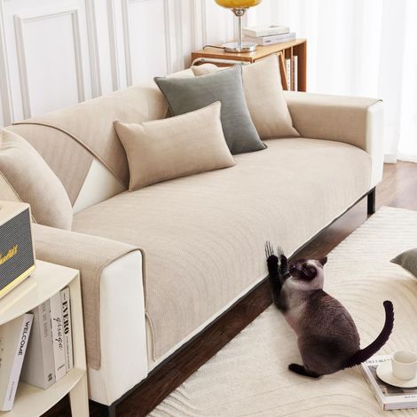 Washable Non-Slip Chenille Fabric Sofa Cover for Living Room, L-Shape (1/5)
