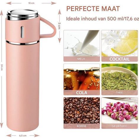 mug de voyage-mug isolée-mug de voyage-500ML-facile à nettoyer-sans BPA-noir (1/5)