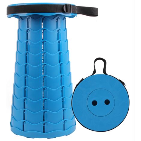 Tabouret télescopique en plastique Tabouret de pêche pliant extérieur Bleu (1/4)
