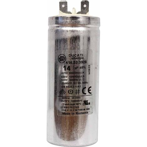 SFA – Condensateur 14µF pour sanibroyeur – Démarrage moteur optimisé – Réduction des vibrations et bruits – Cosses de rechange incluses