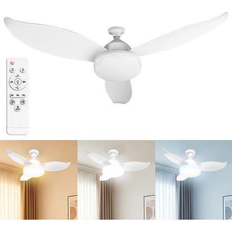 Ventilateur de plafond lumineux moderne pour salon, 91 cm (36 pouces), éclairage tricolore, avec télécommande, culot E27 (1/5)