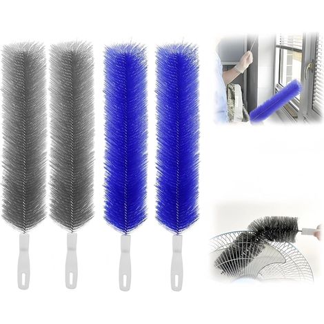 Nettoyage Climatisation Maison,Fan Cleaner Brush,Bendable Vent Brush Cleaning Brushes,Microfiber Head Washable Brushes for Ceiling Fan Air Vents Curtains Cars Fan (4, Gray+Blue) (1/5)