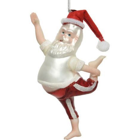 DECORAZIONE BABBO NATALE CHE FA YOGA H.16 BIANCO DA APPENDERE