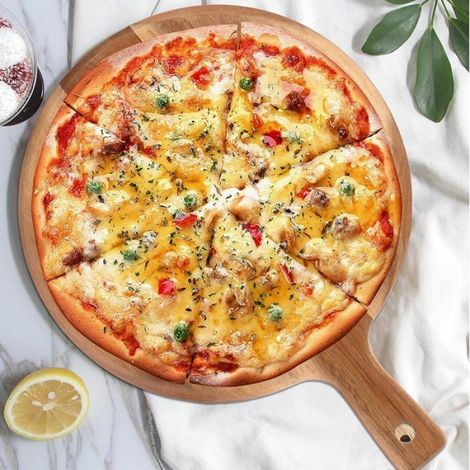 Planche À Découper - Bois Massif - 30 5 Cm - Poignée Percée - Pour Pizza Et Aliments - Lot De 2 (1/5)