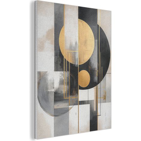 Acoustic Felt Wall Art Abstract - Gold - Silver - Shapes - Aesthetic - Modern 70x100 cm