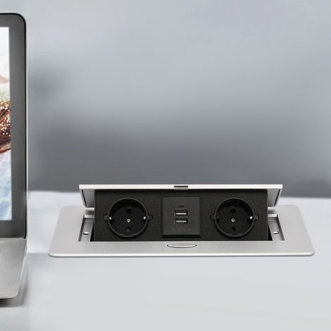 Einbausteckdose Versenkbar 2 Fach Mit 2 Usb Küche Pop-up Steckdose Klappbar