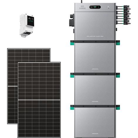 Zendure SolarFlow 2400 Pro - Batterie Solaire 2400W AC, PV 4800W, 2.4-16.8kWh, Plug & Play, IP65, avec Compteur intelligent 3CT, avec 3xAB3000L (8.64 kWh), avec 515Wx2 Panneau Bifacial