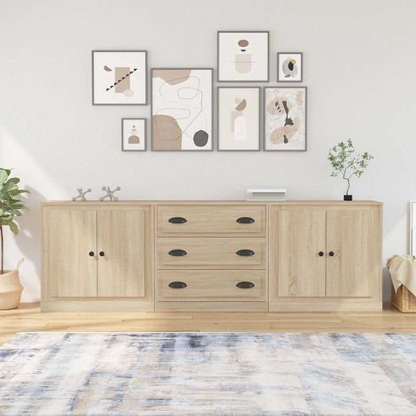 Sideboards 3 Stk. Sonoma-Eiche Holzwerkstoff