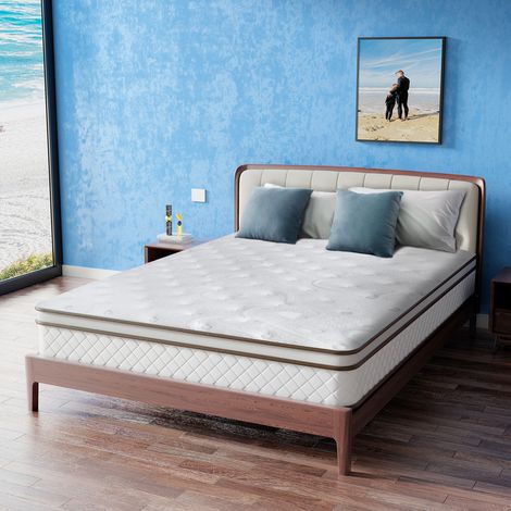 WOWTTRELAX Matelas 90 x 190 Hauteur 24cm, Hybride Matelas à Ressorts Ensachés et Mousse de Gel à Mémoire de Forme, Matelas Réversible à Deux Faces Entièrement Utilisables (1/5)