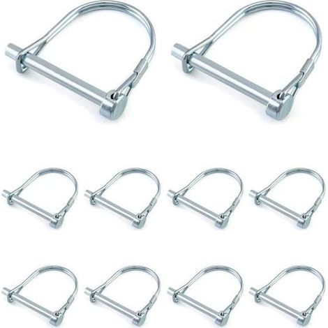 Lntyq 10 Pcs Goupille de Verrouillage Forme D, Goupille Securite en Acier au Carbone Galvanisé pour Jardin Pelouse Remorques - 6 x 50 mm (1/5)