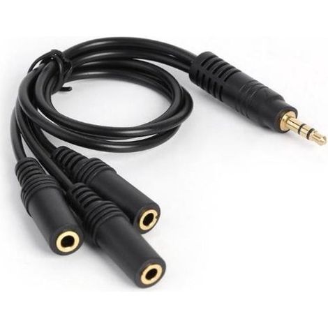 Répartiteur audio stéréo jack 3,5 mm vers 3 x jack 3,5 mm - noir - 0,30 mètre
