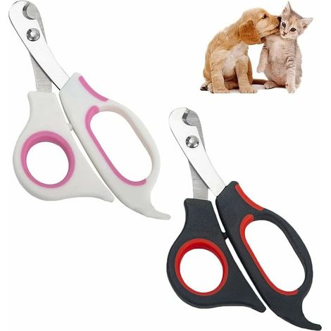 2 Pièces Coupe Ongles pour Animaux, Coupe Ongles pour Chats, Coupe Griffes de Chat, Ciseaux à Ongles pour Chat, Rose et Noir, (1/5)