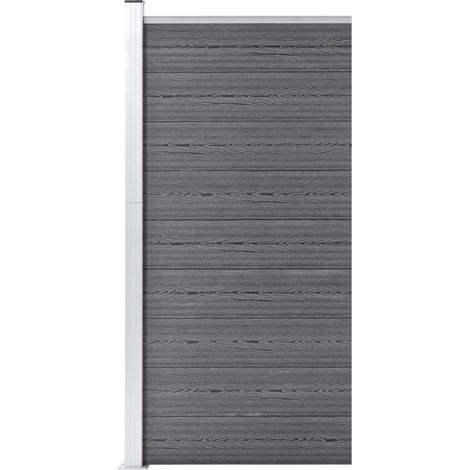 Panneau de clôture, Clôture de jardin, Barrière de jardin WPC 95x186 cm Gris MAE9175 (1/5)