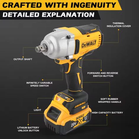 Chiave a percussione a batteria 20V MAX DEWALT DCF900 coppia di demolizione per bulloni (1/4)