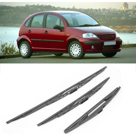 3-teiliges Set Scheibenwischerblätter vorne und hinten, passend für Citroen C3 Mk1 Modelle 2002–2008 (1/5)