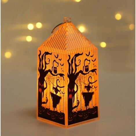 Lanternes d'Halloween, petites lanternes portables pour enfants, nouveau lot de 2 accessoires de décoration squelette et sorcière pour une ambiance Halloween (1/3)