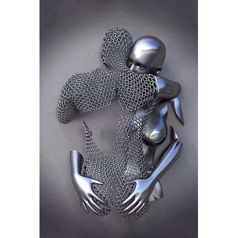 Poster da parete su tela senza cornice, 60x90 cm, con figure romantiche.