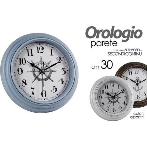 Kaela - Orologio Parete Tondo In Plastica 30 Cm Vari Colori Assortiti Shabby Chic 774652 - (1/3)