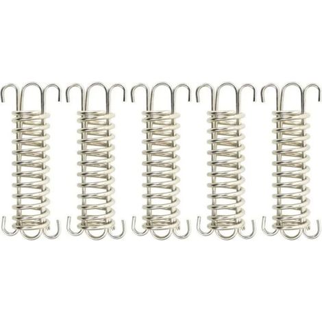 Verrous à ressort pour voile d'ombrage - Lot de 5 - Acier inoxydable - 12 x 2,5 cm - Argent et or