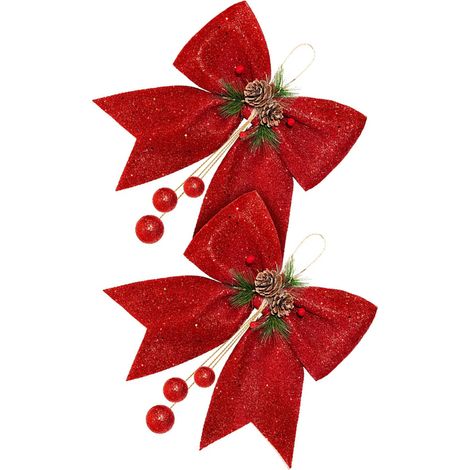 Lazo Navideño - Espuma - Rojo - 25 x 30 cm - Para Adorno de Puerta Árbol y Guirnalda - 2 Unidades (1/5)