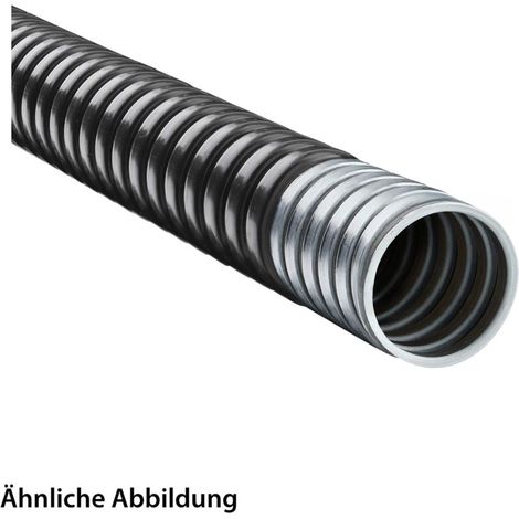 FLEXA SPR-PVC-AS Metallschutzschlauch mit PVC Mantel AD 27,0mm, ID 22,0mm eingehaktes Profil, Mindestbiegeradius bewegt 150,0mm - 1 Meter